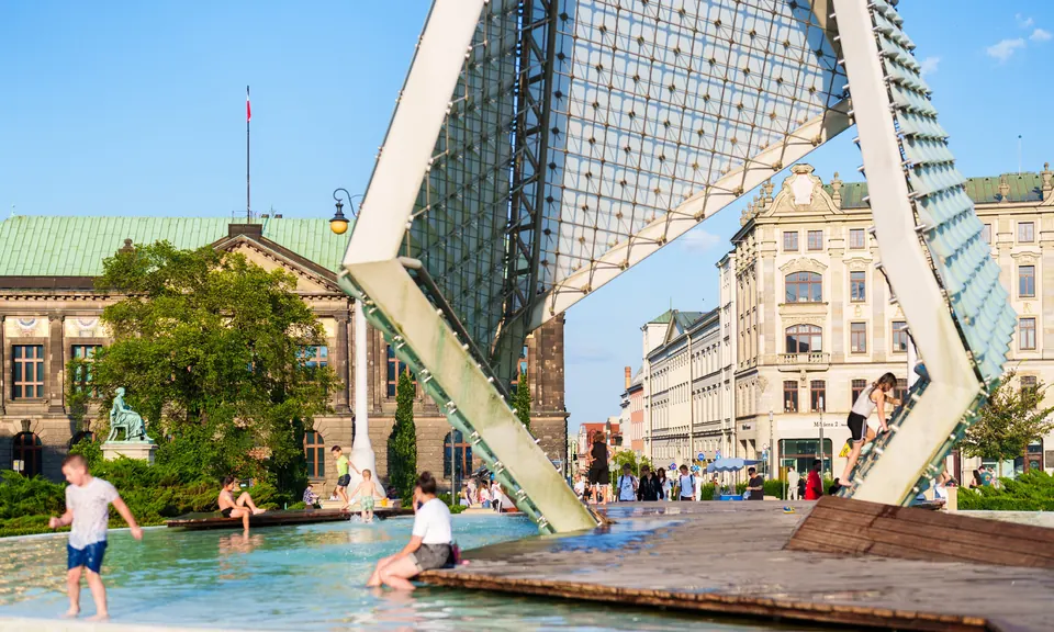 Freedom Fountain on Plac Wolności (Freedom Square) in Poznań
