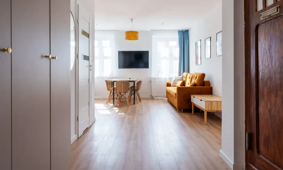View from the hallway into the living room